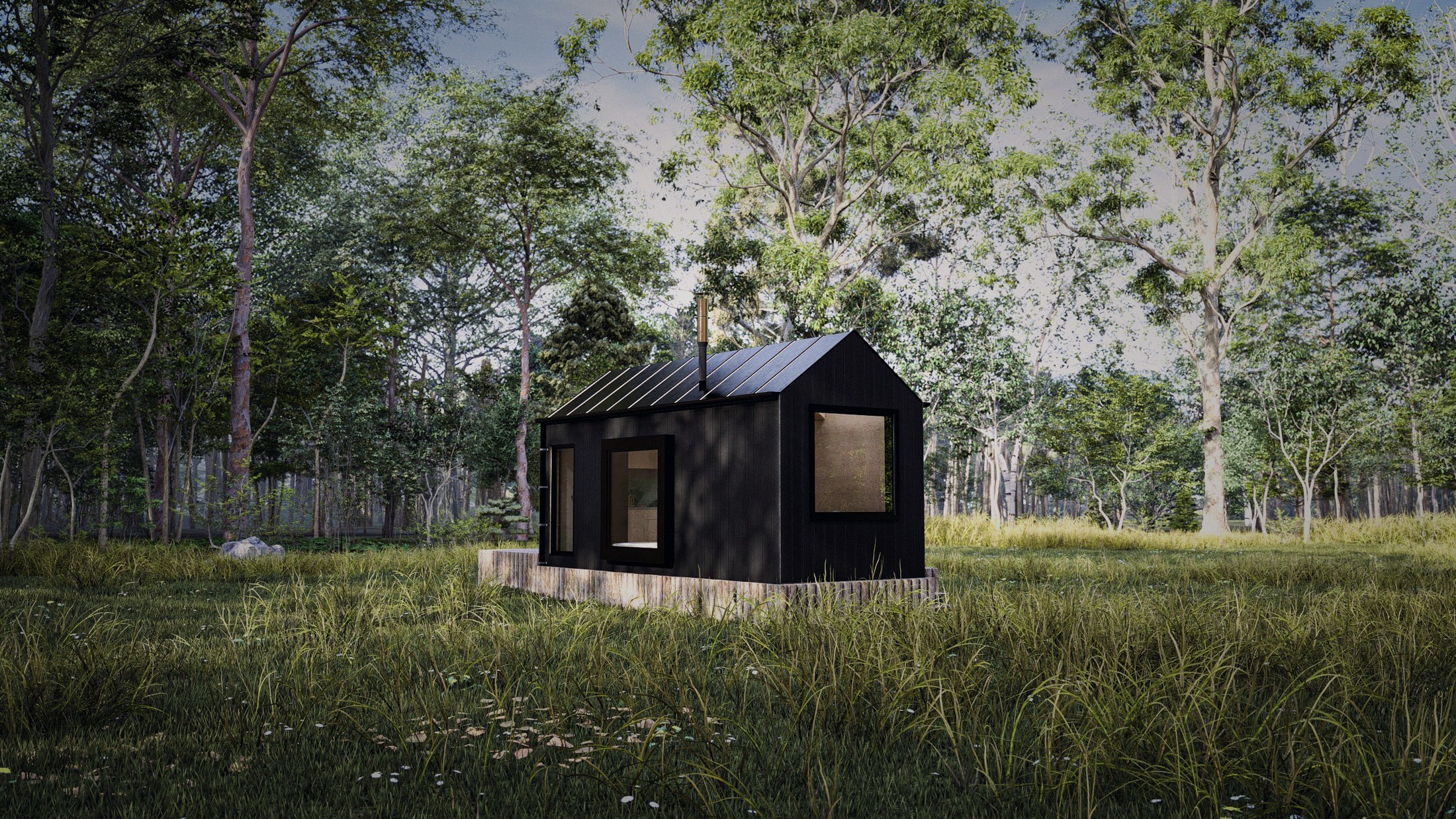 Brook cabin set within the landscape